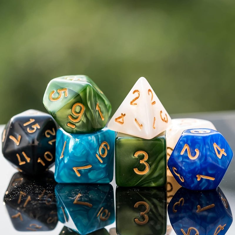 Poludie 5 Sets Dice DND Polyhedral Dice Set (35pcs) with 1 Leather Die Bag, D&D Die Set for Dungeons and Dragons, RPG Table Games. (5Sets/35Pcs) - Image 2